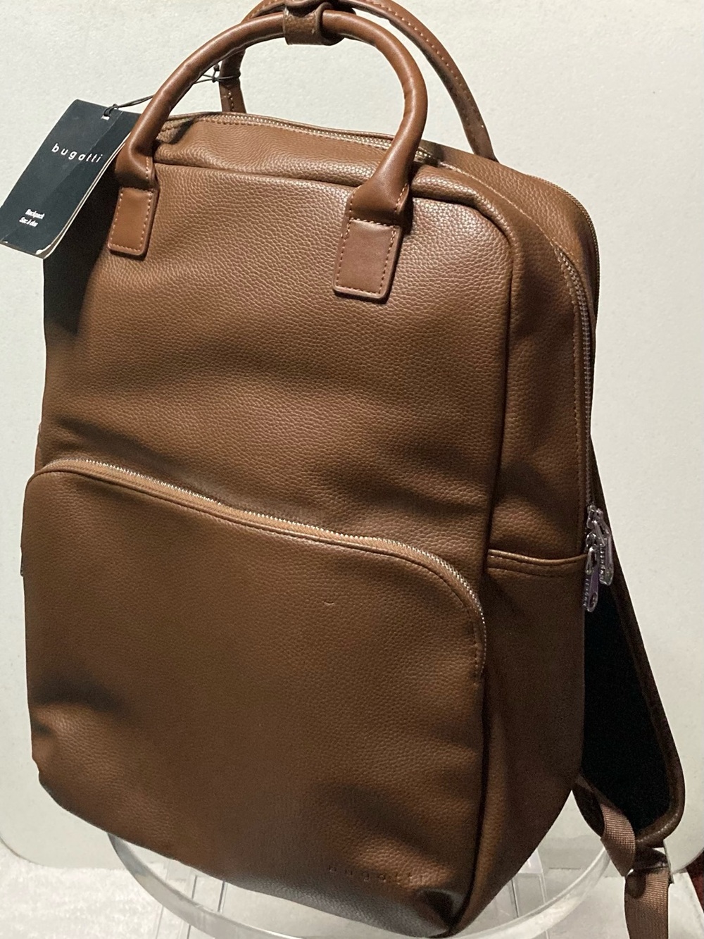 Bugatti Chestnut Brown Leather-Style Backpack